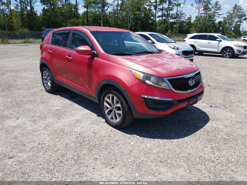 2015 Kia Sportage VIN KNDPB3AC8F7763242 IAAI salvage auction — FRONT END, Clear (Indiana), sold $1,000 on 2026-07-28 (photo 1)