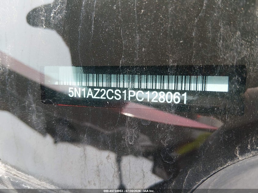 2023 Nissan Murano VIN 5N1AZ2CS1PC128061 IAAI salvage auction — THEFT, Salvage Title, sold $13,200 on 2026-08-06 (photo 9)