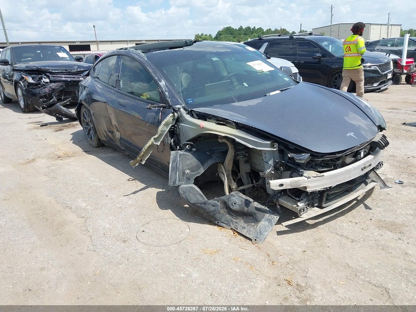 2022 Tesla Model 3 VIN 5YJ3E1EBXNF208037 IAAI salvage auction — ROLLOVER, Wait Title, sold $3,300 on 2026-09-02 (photo 1)