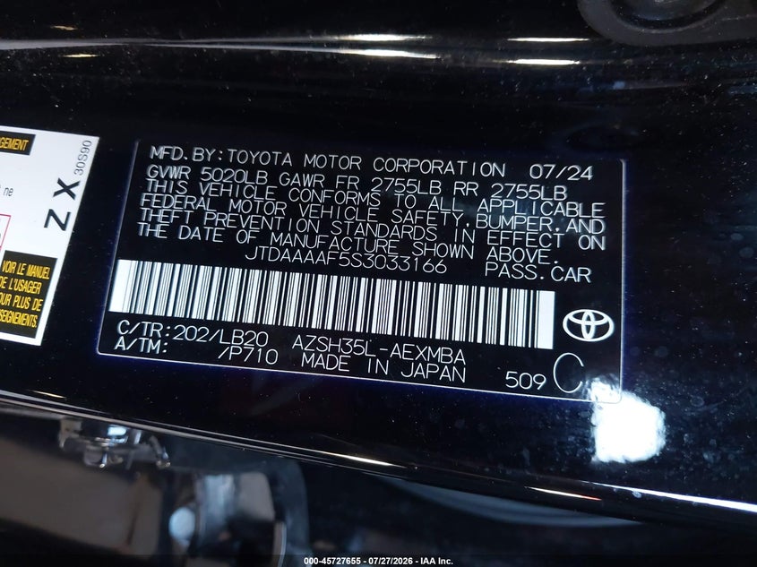 2025 Toyota Crown VIN JTDAAAAF5S3033166 IAAI salvage auction — RIGHT REAR, Salvage (California), sold $20,100 on 2026-09-17 (photo 9)