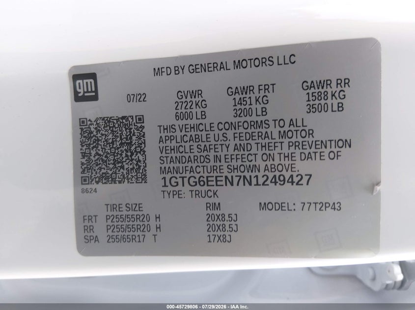 2022 Gmc Canyon VIN 1GTG6EEN7N1249427 IAAI salvage auction — RIGHT SIDE, Salvage Title, sold $16,600 on 2026-08-20 (photo 9)