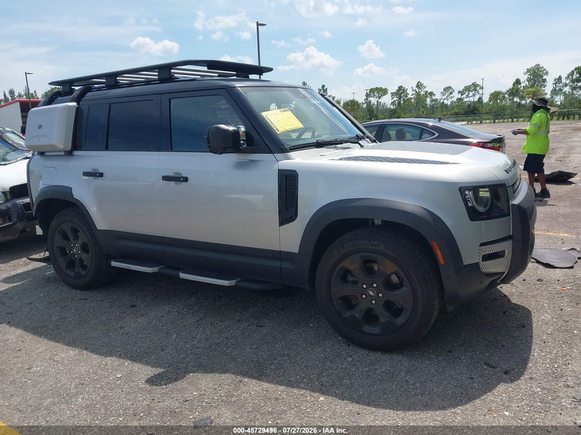 2023 Land rover Defender VIN SALEJEEX8P2123686 IAAI salvage auction — REAR END, Wait Title, sold $19,200 on 2026-08-19 (photo 1)