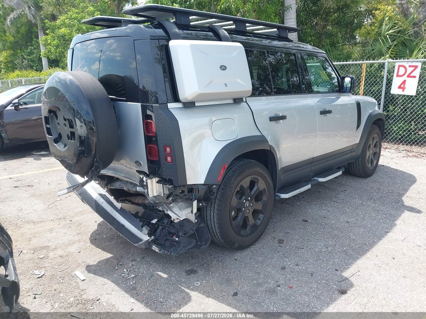 2023 Land rover Defender VIN SALEJEEX8P2123686 IAAI salvage auction — REAR END, Wait Title, sold $19,200 on 2026-08-19 (photo 4)