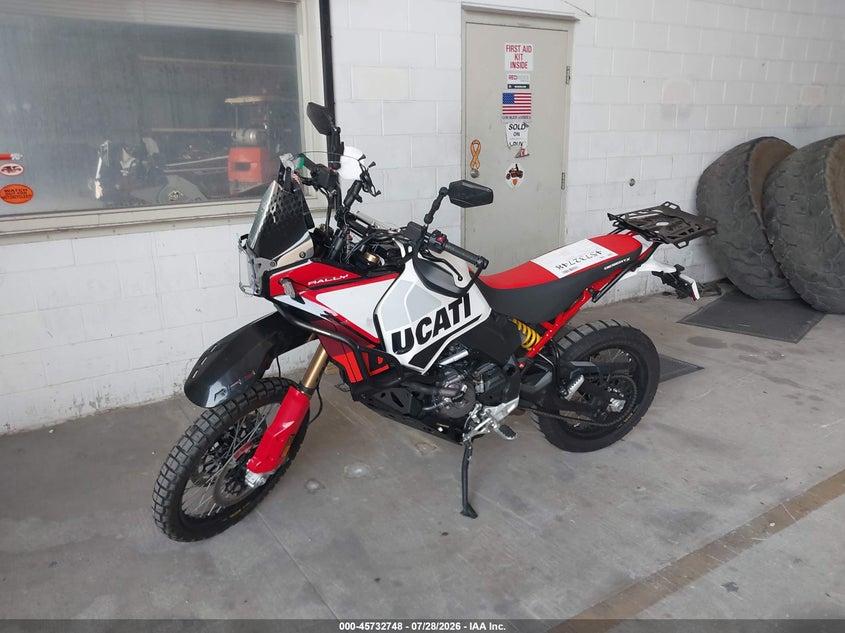 2025 Ducati Desertx VIN ZDMXANDTXSB010107 IAAI salvage auction — RIGHT SIDE, Wait Title, sold $7,950 on 2026-09-09 (photo 2)