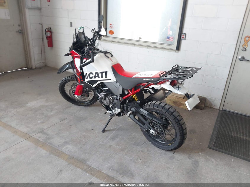 2025 Ducati Desertx VIN ZDMXANDTXSB010107 IAAI salvage auction — RIGHT SIDE, Wait Title, sold $7,950 on 2026-09-09 (photo 3)