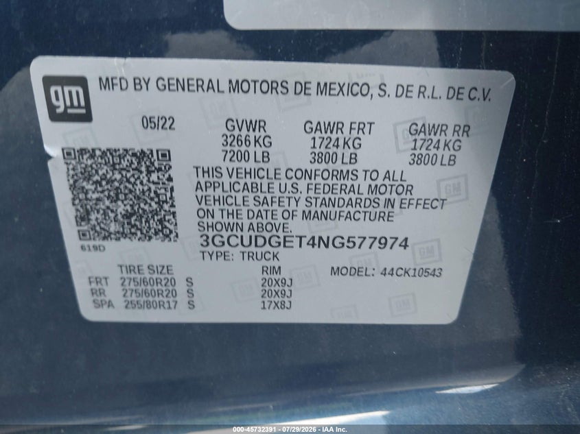 2022 Chevrolet Silverado VIN 3GCUDGET4NG577974 IAAI salvage auction — LEFT SIDE, Wait Title, sold $13,700 on 2026-08-26 (photo 9)