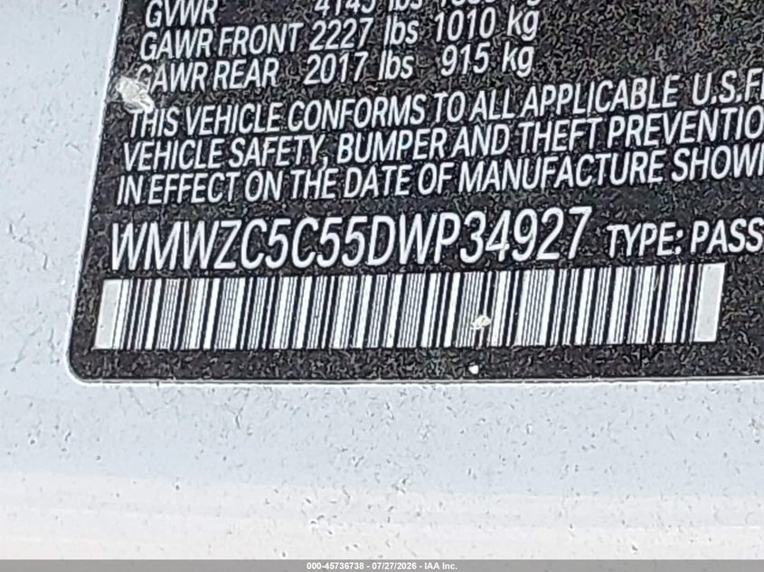 2013 Mini Countryman VIN WMWZC5C55DWP34927 IAAI salvage auction — NORMAL WEAR, Clear (New York), sold $475 on 2026-08-04 (photo 9)