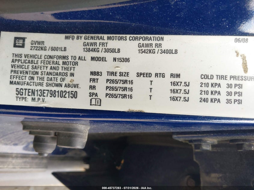 2009 Hummer H3 VIN 5GTEN13E798102150 IAAI salvage auction — NORMAL WEAR, Clear (Massachusetts), sold $500 on 2026-09-11 (photo 9)