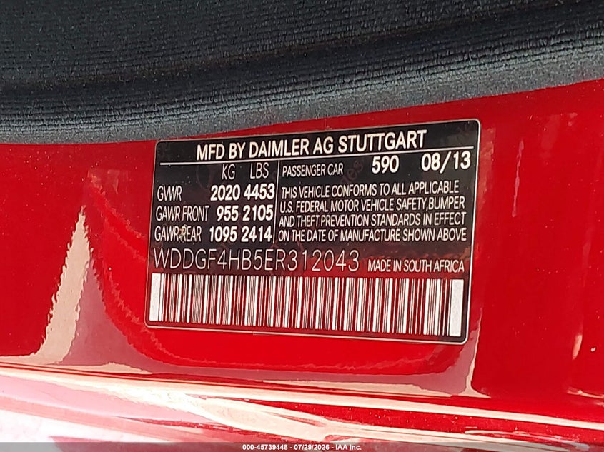 2014 Mercedes-benz C-klasse VIN WDDGF4HB5ER312043 IAAI salvage auction — NORMAL WEAR, Clear (Indiana), sold $25 on 2026-08-08 (photo 9)