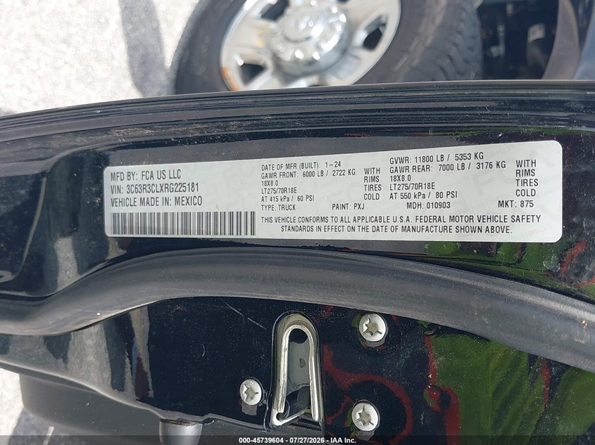 2024 Ram 3500 VIN 3C63R3CLXRG225181 IAAI salvage auction — ALL OVER, Salvage (Vermont), sold $20,650 on 2026-09-03 (photo 8)