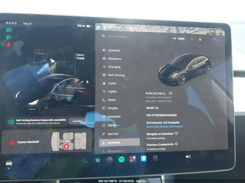 2018 Tesla Model 3 VIN 5YJ3E1EB8JF084599 IAAI salvage auction — FRONT END, Wait Title, sold $3,900 on 2026-10-20 (photo 7)