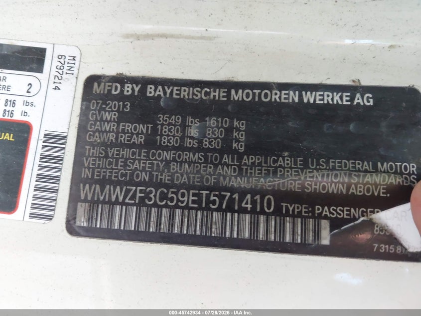 2014 Mini Clubman VIN WMWZF3C59ET571410 IAAI salvage auction — NORMAL WEAR, Clear - Dealer Only (California), sold $375 on 2026-08-06 (photo 9)