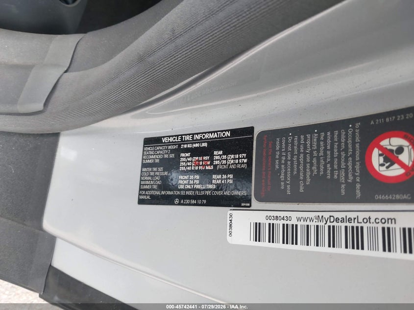 2003 Mercedes-benz Sl-class VIN WDBSK74F83F041034 IAAI salvage auction — NORMAL WEAR, Clear (Colorado), sold $5,400 on 2026-08-04 (photo 9)