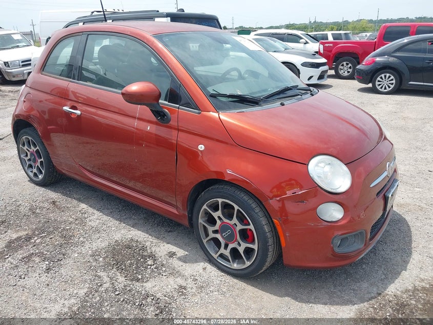 2015 Fiat 500 VIN 3C3CFFBR7FT663396 IAAI salvage auction — NORMAL WEAR, Clear - Public Restricted (Oklahoma), sold $750 on 2026-08-11 (photo 1)