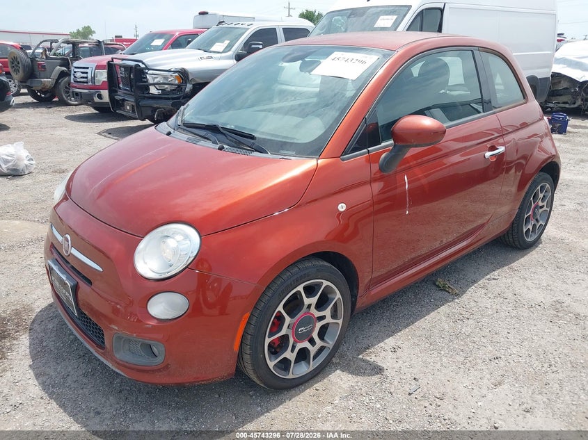 2015 Fiat 500 VIN 3C3CFFBR7FT663396 IAAI salvage auction — NORMAL WEAR, Clear - Public Restricted (Oklahoma), sold $750 on 2026-08-11 (photo 2)