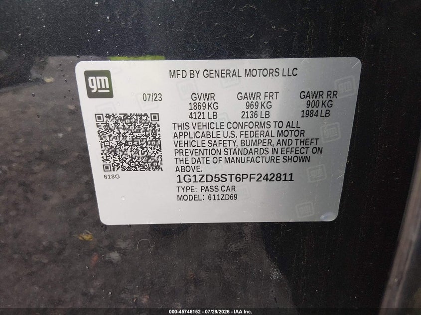 2023 Chevrolet Malibu VIN 1G1ZD5ST6PF242811 IAAI salvage auction — RIGHT SIDE, Clear (New Jersey), sold $7,300 on 2026-08-01 (photo 9)