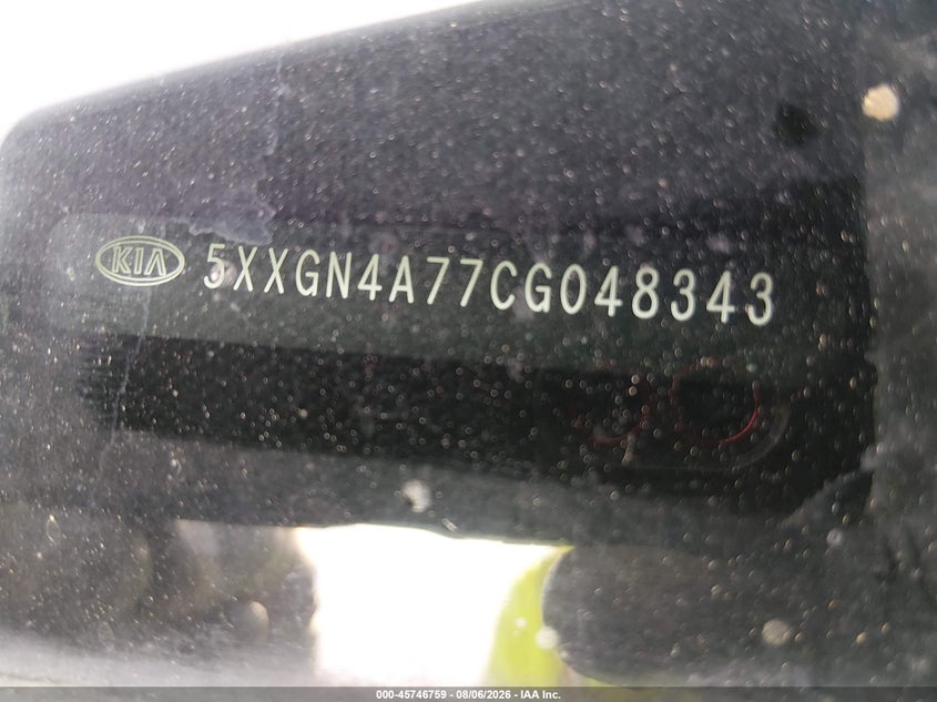 2012 Kia Optima VIN 5XXGN4A77CG048343 IAAI salvage auction — NORMAL WEAR, Original (Texas), sold $600 on 2026-08-31 (photo 9)