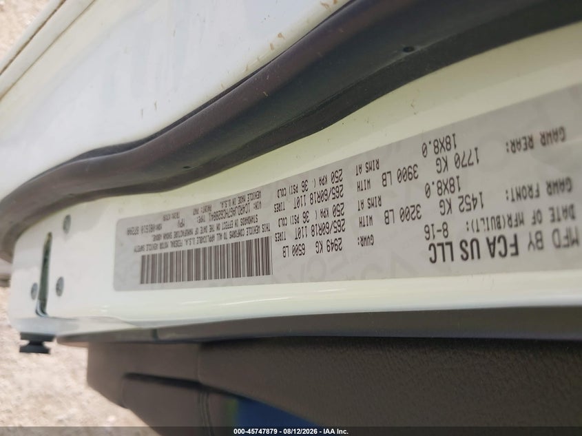 2017 Dodge Durango VIN 1C4RDJAG7HC628841 IAAI salvage auction — FRONT END, Salvage Title, sold $1,950 on 2026-08-27 (photo 9)
