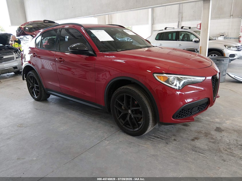 2021 Alfa romeo Stelvio VIN ZASPAJAN8M7C98619 IAAI salvage auction — REAR END, Salvage Title, sold $5,600 on 2026-08-09 (photo 1)
