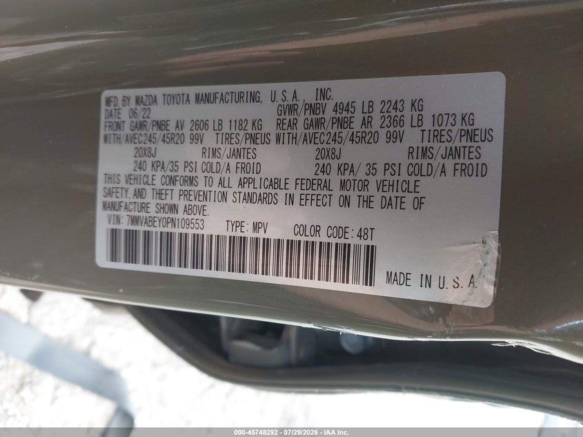 2023 Mazda Cx-50 VIN 7MMVABEY0PN109553 IAAI salvage auction — SIDE, Certificate Of Destruction (Florida), sold $6,900 on 2026-08-25 (photo 9)