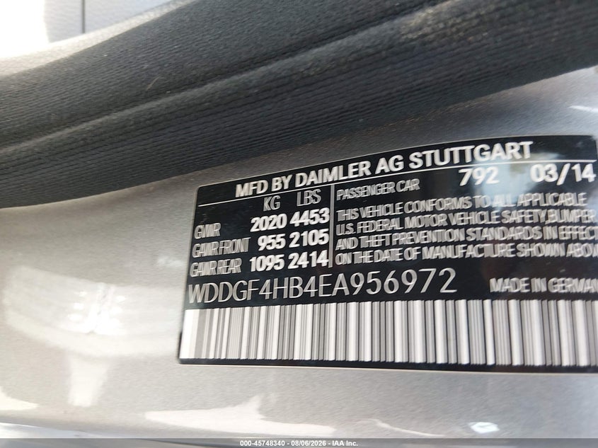 2014 Mercedes-benz C-klasse VIN WDDGF4HB4EA956972 IAAI salvage auction — REPOSSESSION, Salvage Title, sold $650 on 2026-08-17 (photo 9)