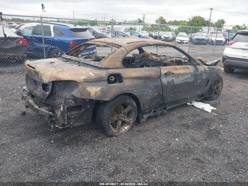 2015 BMW 4er VIN WBA3T1C55FP820847 IAAI salvage auction — EXTERIOR BURN, Wait Title, sold $275 on 2026-08-17 (photo 4)