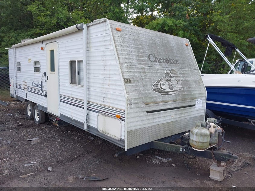 2004 Cherokee by forest r Lite travel trailer VIN 4X4TCKD2X4P090969 IAAI salvage auction — ELECTRICAL, Salvage (Ohio), sold $575 on 2026-09-10 (photo 1)