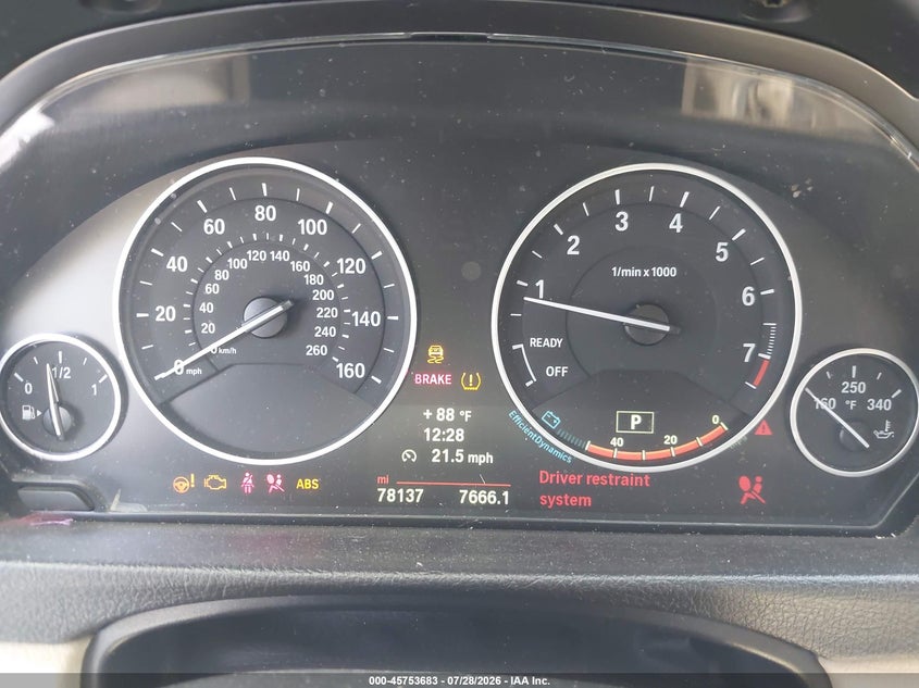 2014 BMW 3er VIN WBA3C1C59EK114766 IAAI salvage auction — NORMAL WEAR, Salvage Title, sold $1,500 on 2026-08-12 (photo 7)