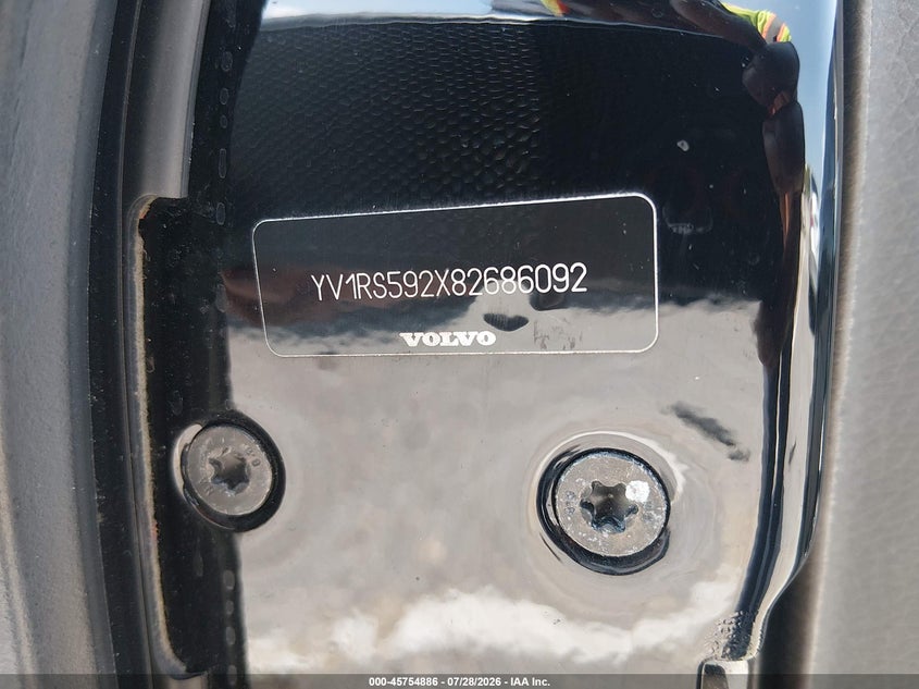 2008 Volvo S60 VIN YV1RS592X82686092 IAAI salvage auction — NORMAL WEAR, Clear (Louisiana), sold $250 on 2026-08-10 (photo 9)