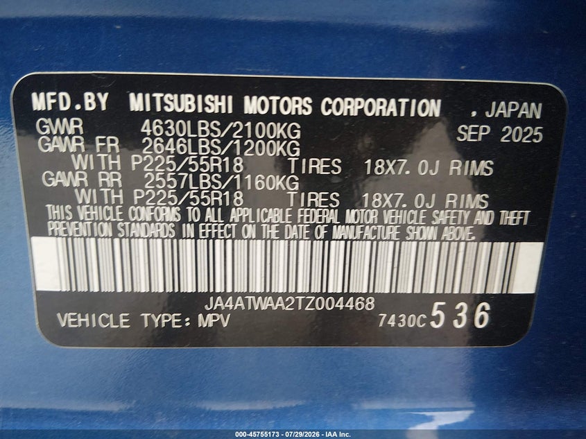 2026 Mitsubishi ECLIPSE VIN JA4ATWAA2TZ004468 IAAI salvage auction — SIDE, Enterprise Vehicles Clear Only (Texas), sold $8,200 on 2026-08-02 (photo 9)