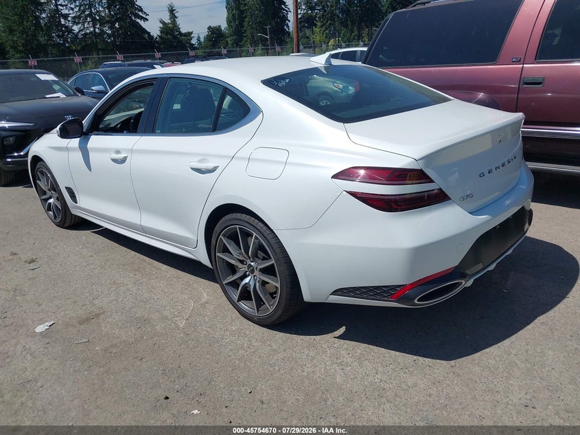 2026 Genesis G70 VIN KMTG14SC2TU167646 IAAI salvage auction — RIGHT FRONT, Enterprise Vehicles Clear Only (Washington), sold $12,900 on 2026-08-02 (photo 3)