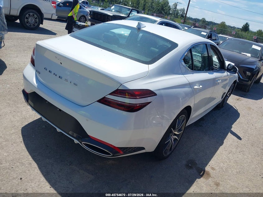2026 Genesis G70 VIN KMTG14SC2TU167646 IAAI salvage auction — RIGHT FRONT, Enterprise Vehicles Clear Only (Washington), sold $12,900 on 2026-08-02 (photo 4)