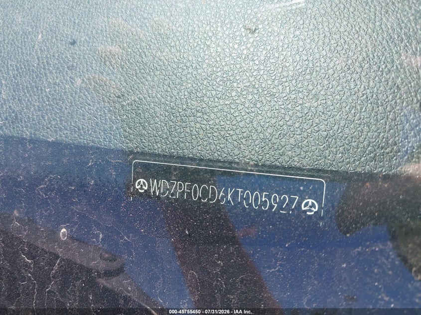 2019 Mercedes-benz VIN WDZPF0CD6KT005927 IAAI salvage auction — FRONT END, Salvage Title, sold $17,850 on 2026-08-14 (photo 9)