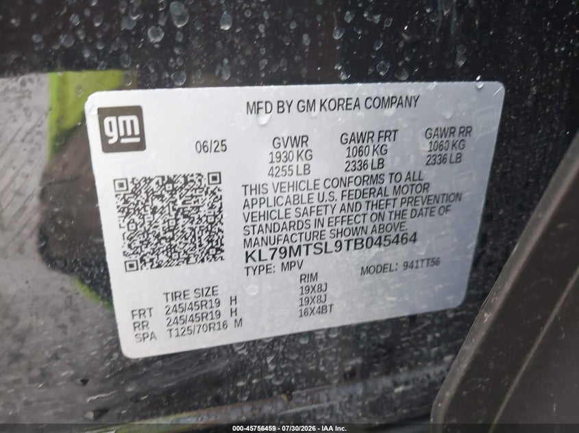 2026 Chevrolet Trailblazer VIN KL79MTSL9TB045464 IAAI salvage auction — FRONT END, Salvage (Missouri), sold $8,450 on 2026-09-16 (photo 9)
