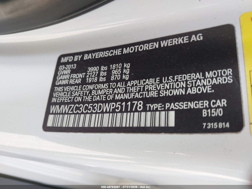 2013 Mini Countryman VIN WMWZC3C53DWP51178 IAAI salvage auction — LEFT FRONT, Salvage Title, sold $1,100 on 2026-08-05 (photo 9)