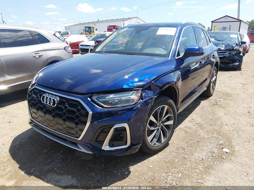 2023 Audi Q5 VIN WA1EAAFYXP2130589 IAAI salvage auction — LEFT FRONT, Salvage (Indiana), sold $17,900 on 2026-08-26 (photo 2)