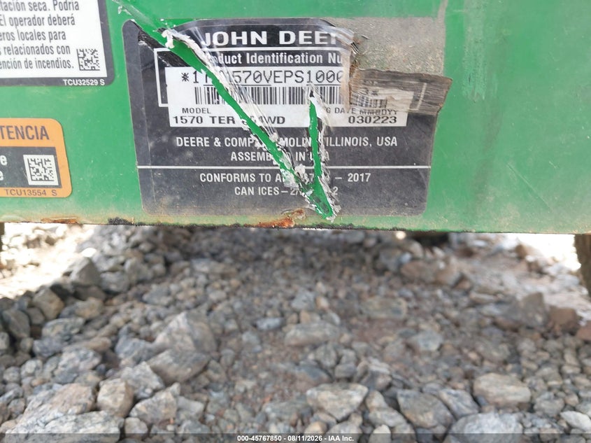 2023 John deere Other VIN 1TC1570VEPS100023 IAAI salvage auction — WATER/FLOOD, Bill Of Sale (North Carolina), sold $8,700 on 2026-09-04 (photo 9)