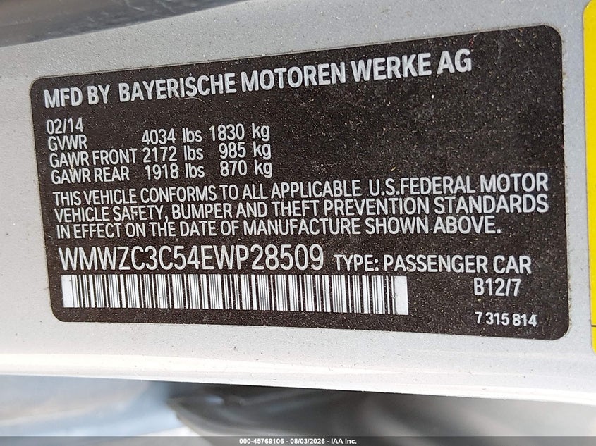 2014 Mini Countryman VIN WMWZC3C54EWP28509 IAAI salvage auction — FRONT END, Bill Of Sale (Washington), sold $1,050 on 2026-08-19 (photo 9)