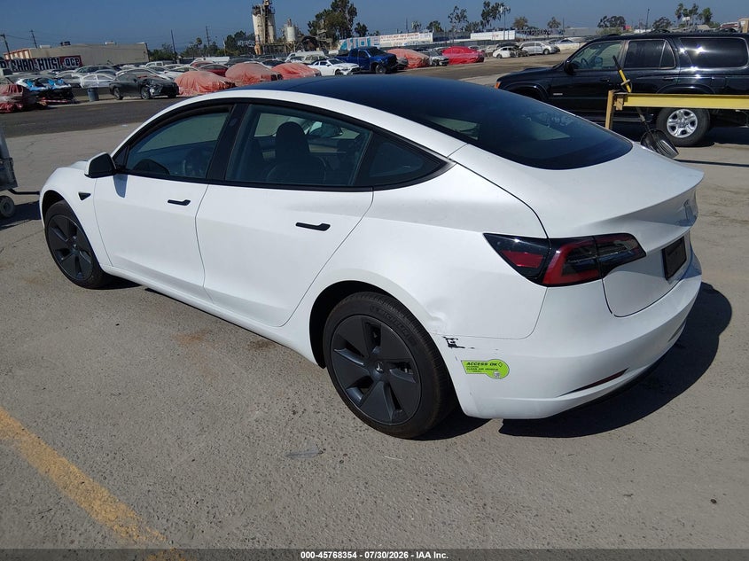2023 Tesla Model 3 VIN 5YJ3E1EA0PF568203 IAAI salvage auction — RIGHT FRONT, Salvage (California), sold $6,500 on 2026-09-09 (photo 3)