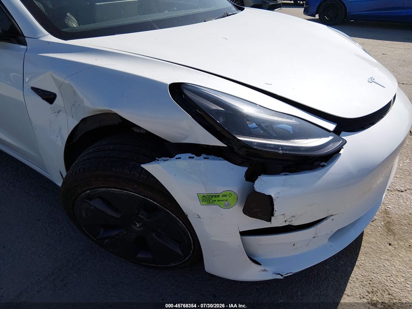 2023 Tesla Model 3 VIN 5YJ3E1EA0PF568203 IAAI salvage auction — RIGHT FRONT, Salvage (California), sold $6,500 on 2026-09-09 (photo 6)