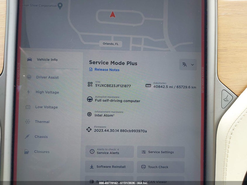 2018 Tesla Model x VIN 5YJXCBE23JF121877 IAAI salvage auction — FRONT END, Clear (Florida), sold $11,900 on 2026-08-19 (photo 7)
