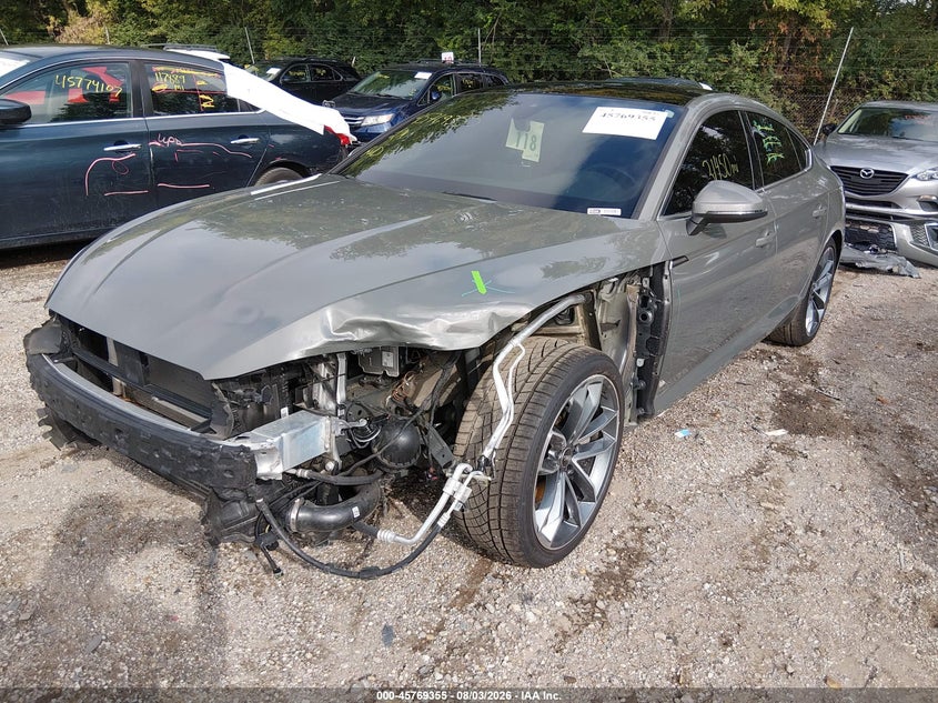 2023 Audi A5 VIN WAUDACF59PA011048 IAAI salvage auction — LEFT FRONT, Salvage (Indiana), sold $15,400 on 2026-09-09 (photo 2)