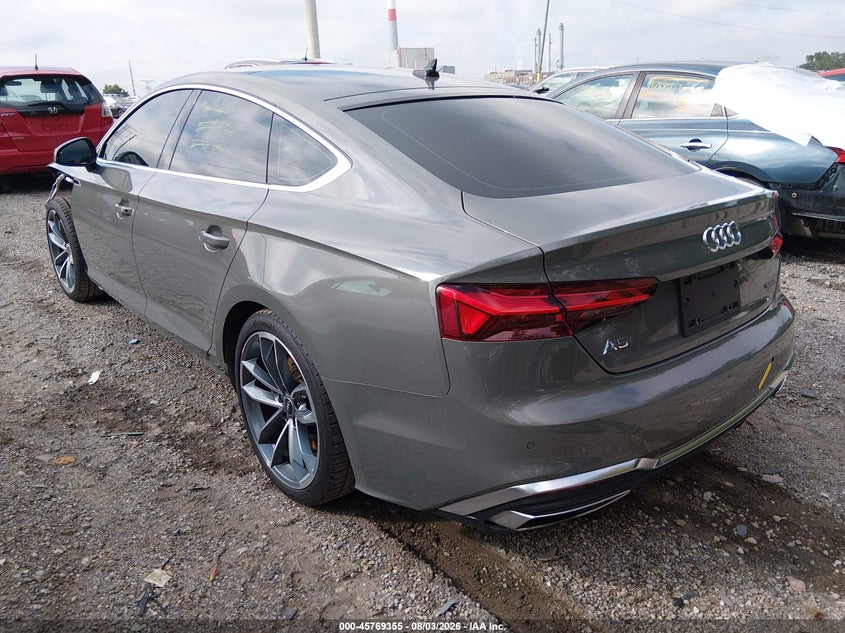 2023 Audi A5 VIN WAUDACF59PA011048 IAAI salvage auction — LEFT FRONT, Salvage (Indiana), sold $15,400 on 2026-09-09 (photo 3)