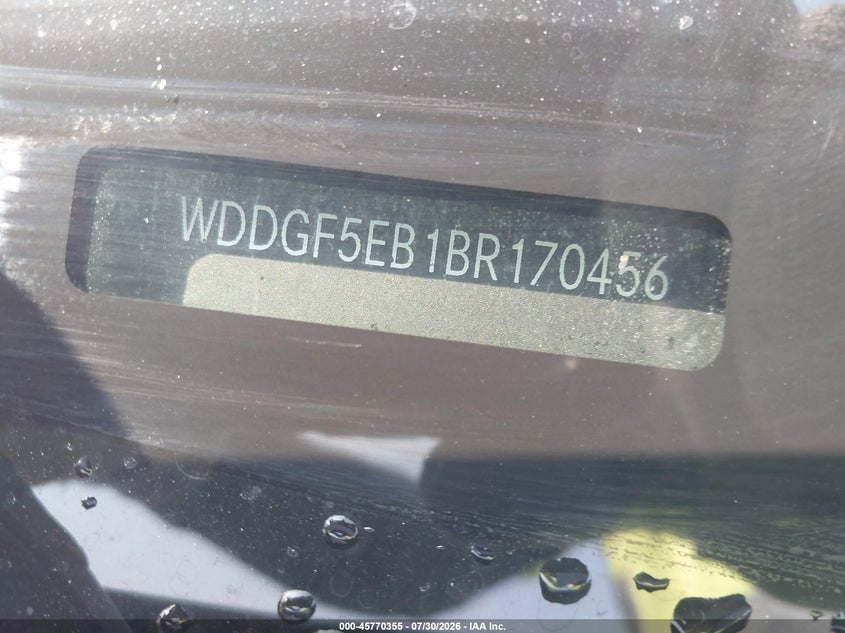 2011 Mercedes-benz C class VIN WDDGF5EB1BR170456 IAAI salvage auction — NORMAL WEAR, Repossession Paperwork (Georgia), sold $1,000 on 2026-08-19 (photo 9)