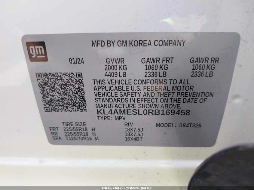 2024 Buick Encore gx VIN KL4AMESL0RB169458 IAAI salvage auction — FRONT END, Scrap (Michigan), sold $3,900 on 2026-09-04 (photo 9)