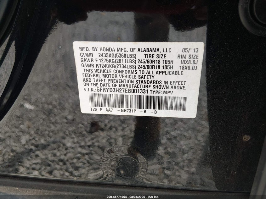 2014 Acura Mdx VIN 5FRYD3H27EB001331 IAAI salvage auction — FRONT END, Salvage (Alabama), sold $1,500 on 2026-09-03 (photo 9)