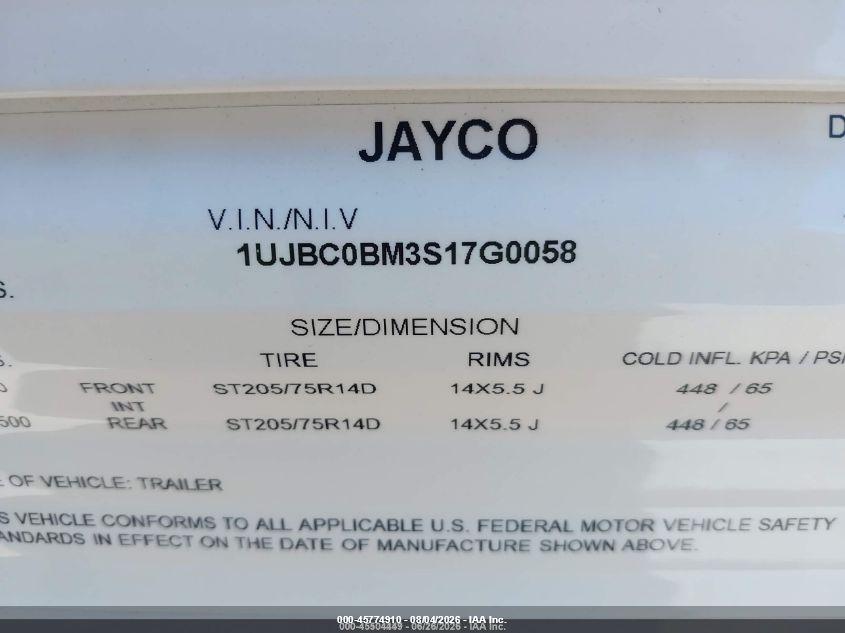 2025 Jayco Jay Flight VIN 1UJBC0BM3S17G0058 IAAI salvage auction — UNDERCARRIAGE, Salvage (Nevada), sold $3,550 on 2026-09-09 (photo 9)