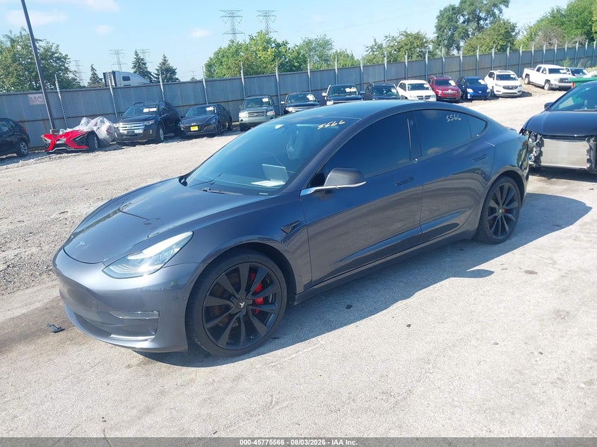 2019 Tesla Model 3 VIN 5YJ3E1EB9KF438423 IAAI salvage auction — REPOSSESSION, Wait Title, sold $14,050 on 2026-08-24 (photo 2)