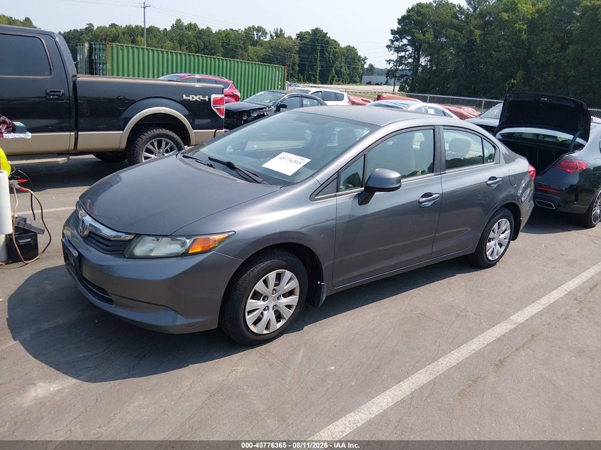 2012 Honda Civic VIN 19XFB2F56CE025371 IAAI salvage auction — ENGINE DAMAGE, Clear (North Carolina), sold $250 on 2026-08-21 (photo 2)