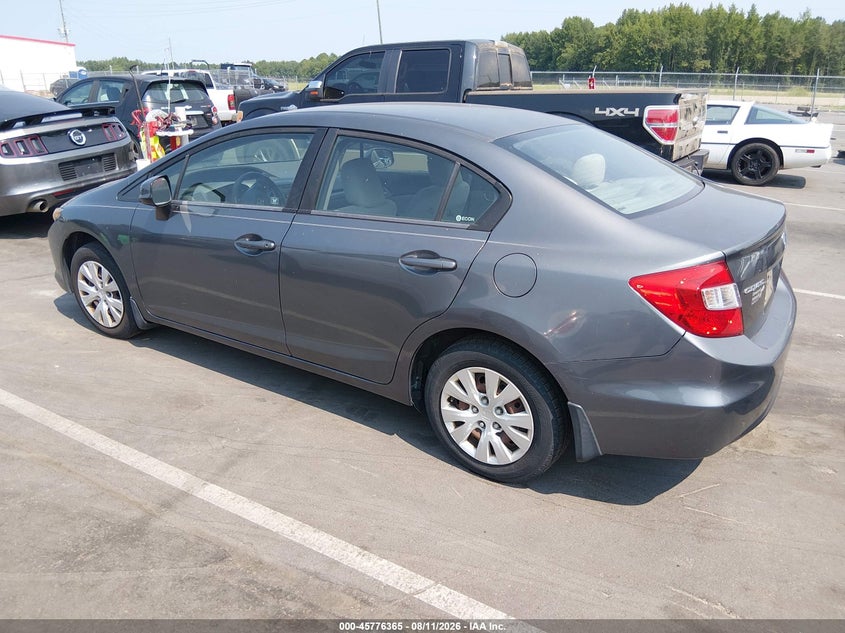 2012 Honda Civic VIN 19XFB2F56CE025371 IAAI salvage auction — ENGINE DAMAGE, Clear (North Carolina), sold $250 on 2026-08-21 (photo 3)